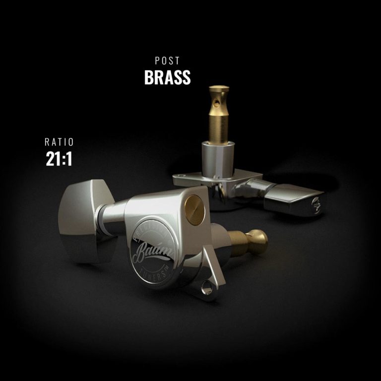 Baum Precision tuners close-up on black background